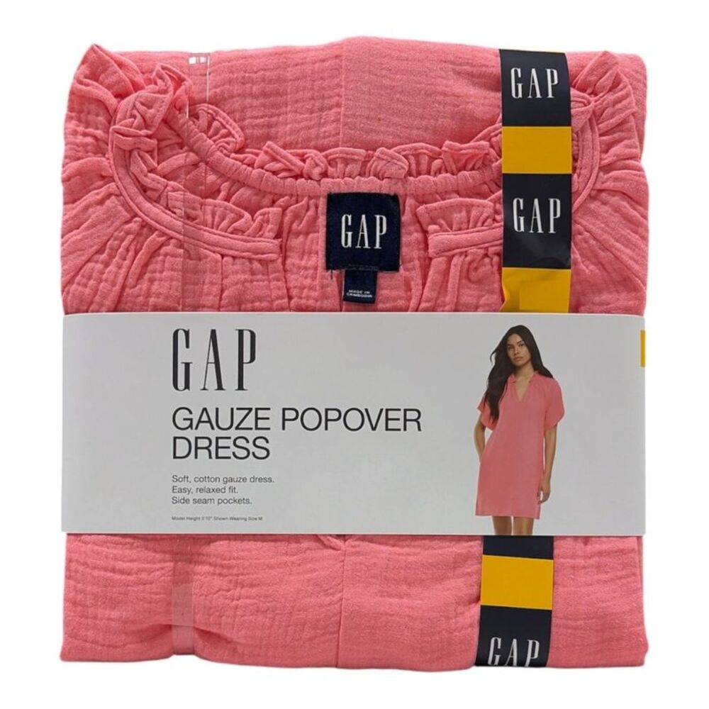 Gap Women's Lightweight & Breathable 100% Cotton Gauze Pop-Over Dress - Pink